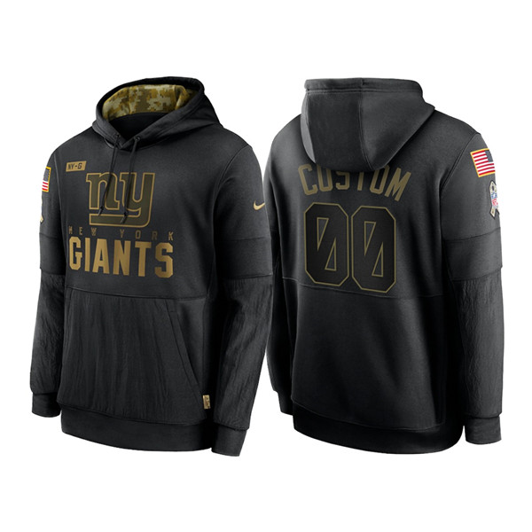 Men's New York Giants Black 2020 Customize Salute to Service Sideline Therma Pullover Hoodie
